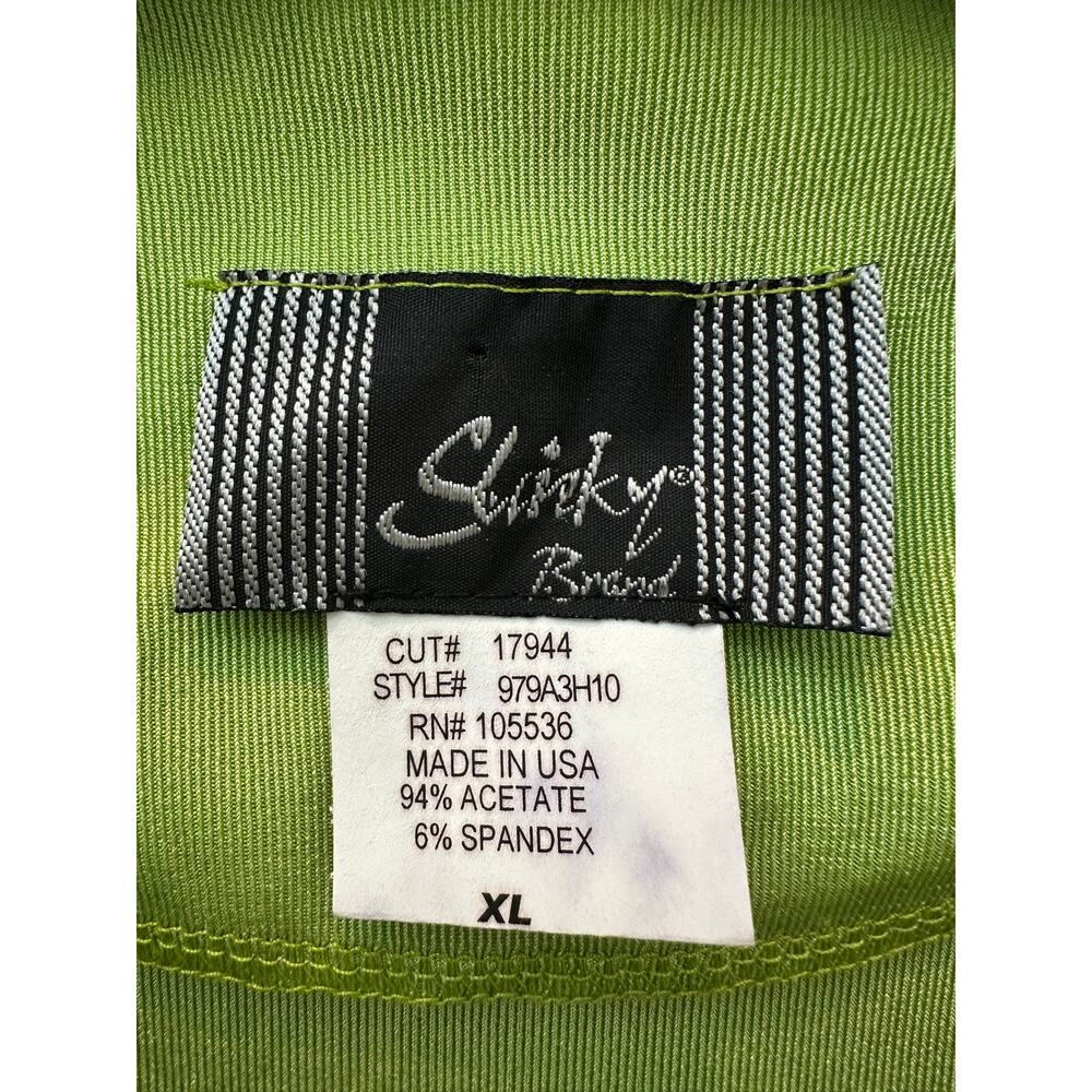 SLINKY BRAND Lime Green Ruffle Front Cardigan Top Y2K Vintage Artsy | XL - Picture 7 of 8